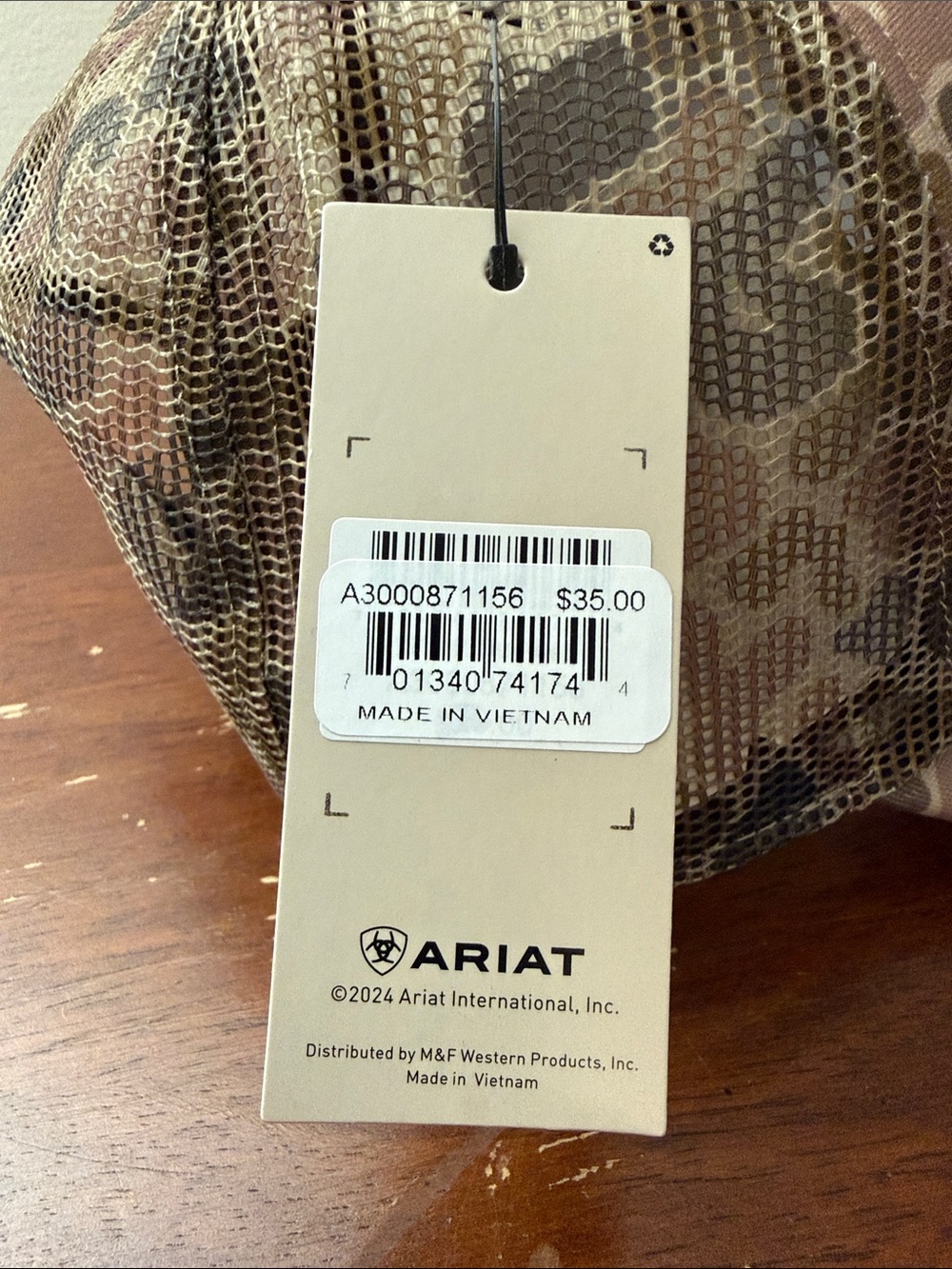 NWT-Ariat Camouflage Patch Trucker Hat - Tan & Brown - Picture 4 of 4